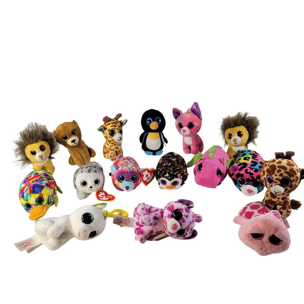 Lot of 16 TY Beanie Boos and Happy Meal Toys, Small Plush Collection